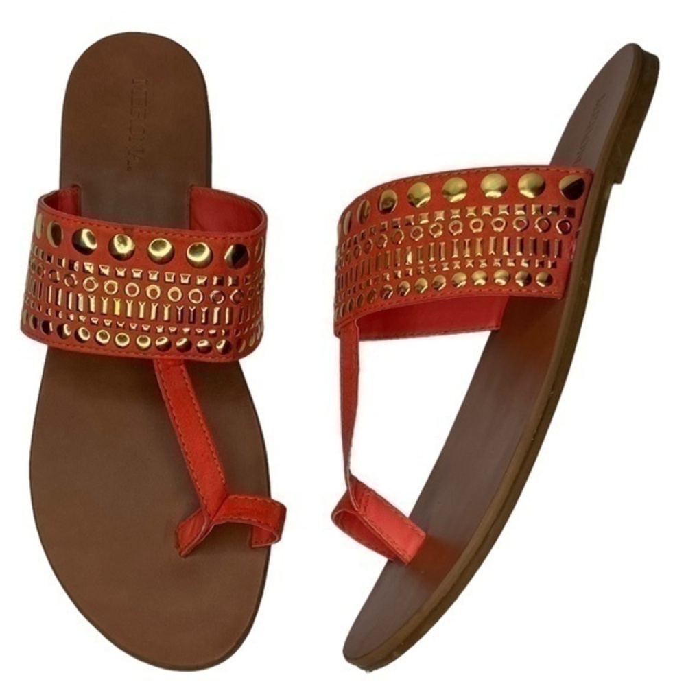 Merona Sandals Coral with Metallic Gold Boho Detail Sandals Size 9